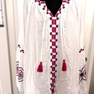 Classic White Tunic Peasant Shirt Sz 22